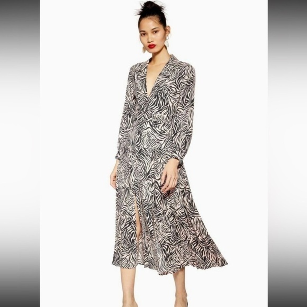 Topshop Black and Pink Patterned Dress - Picture 1 of 11